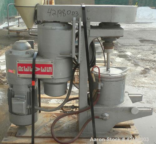Used Union Process Intermittent Type Laboratory Batch Attritor Mill, Type B, Size 1S. 304 Stainless steel tank, approximate 0.8 gallon working capacity, 1.5 total. 1 Gallon media volume. Carbon steel...