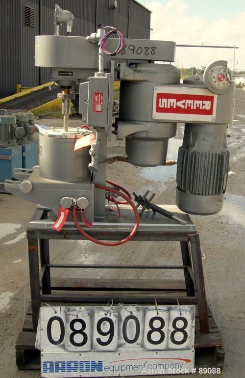 USED: Union Process laboratory batch Szegvari attritor mill, type 1S, size B, 304 stainless steel. Approximately 8" diameter x 8" deep (1.5 gallon) carbon steel jacketed mixing can, 2 piece cover. Ap...