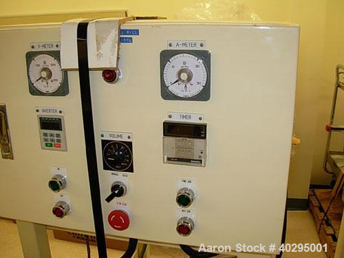 Used 100 liter jackekted ball mill with manual, model EPJ-100. Milling tank: 100 liter. Material: Engineering.Plastic ball capacity: zirconia beads 170 kgs. Constitution: drum part, water jacket, fra...