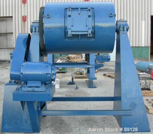 USED: Paul O Abbe Ball mill, model 5ABM, carbon steel. Cylinder approximately 37" diameter x 49" long, 13" x 14" charge port with cover. Jacket chamber plugged and cannot be used. Unit gear driven by...