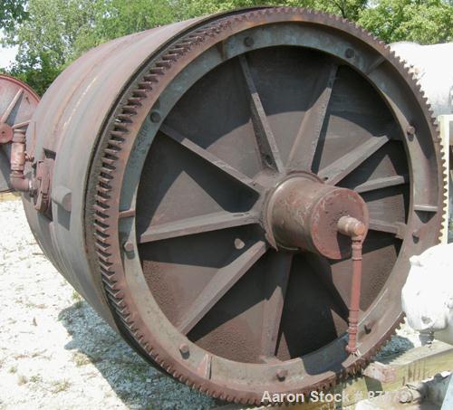 Used Paul O Abbe Ball Mill, Model BM-1. Carbon steel jacketed chamber, non-lined. 72" Diameter x 60" long, 1057 total gallon capacity. 12" x 14" Charge port, no cover, 3" liquid discharge. Unit gear ...