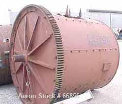 Used Abbe Ball Mill, Carbon Steel. Jacketed, 6' diameter x 6' long. 170 cubic foot (1269 gallon) capacity. 16" diameter inlet (no cover), 8" outlet, geared one end. Unit requires approximate 40 hp dr...