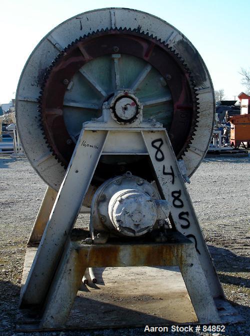 Used Paul O Abbe Ball Mill, 1269 Gallon Capacity. Carbon steel, lined non-jacketed chamber 72" diameter x 72" long. 13" x 14" charge port with cover, 3" bottom discharge. Driven by a 25 HP motor. Mou...