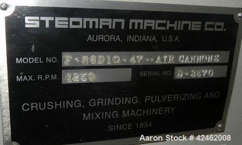 Unused- Stedman F Series Multi-Row Cage Mill Crusher, Model F-36D10-47X, Carbon Steel. (2) Row design, 4’’ pin diameter. Large outer cage driven by a 50 hp, 3/60/208-230/460 volt, 1770 rpm motor, sma...