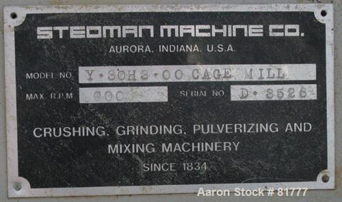 USED: Stedman multi-row cage mill, model Y30H3-00. Carbon steel. 30" diameter x 12" wide 4 row counter rotating cages. Cage ...