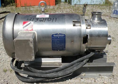 Used Admix Inline High Shear Pump, Model BSP 24C, 316 Stainless Steel. Approximately 10 to 30 gallons per minute capacity, tip speed 41 feet per second. 2.4" diameter single head rotor with 2 rows of...