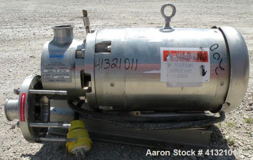 Used Admix Inline High Shear Pump, Model BSP 24C, 316 Stainless Steel. Approximately 10 to 30 gallons per minute capacity, tip speed 41 feet per second. 2.4" diameter single head rotor with 2 rows of...
