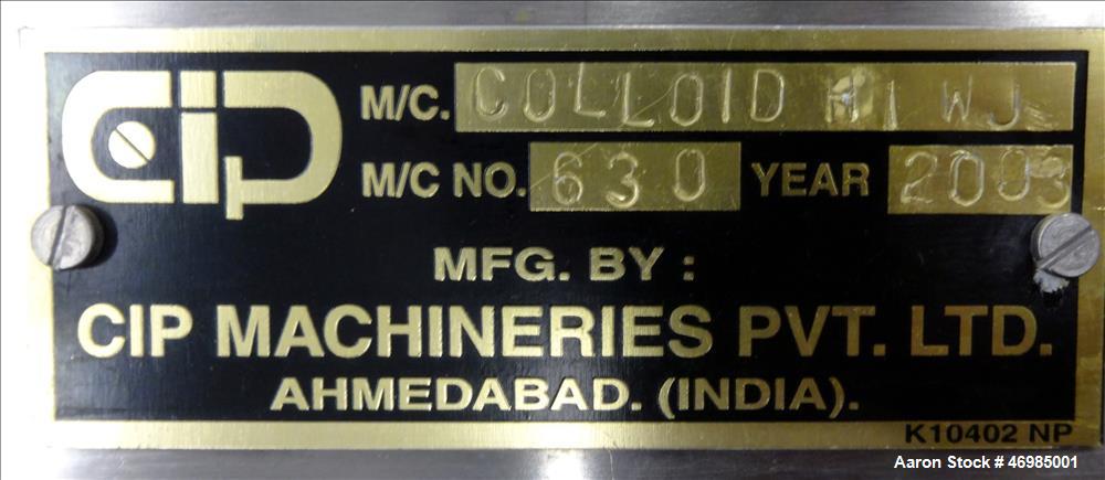 Used CIP Machineries Colloid Mill, Model Colloid HIWJ.