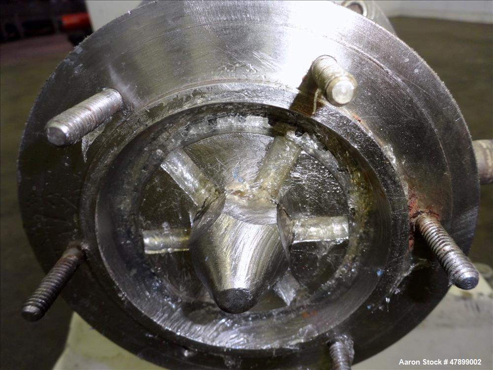 Used Charlotte Colloid Mill, Model SD 2, 316 Stainless Steel, Sanitary Design. Jacketed chamber approximately 7-1/2" diameter x 4" deep. Grooved stator & rotor. Approximate 1" diameter inlet/outlet. ...