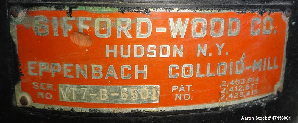 Used Gifford-Wood Eppenbach Colloid Mill, Model VT-7, 316 Stainless Steel.