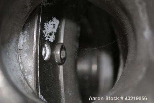 Used Fryma In-Line Colloid Mill, Model MZ-140, Stainless Steel. Approximate 2-7/8" Inlet/outlet. Adjustable stator clearance, cooling jakcet to head. Driven by a 2.2kw (3hp), 3/50/380 volt, 2940 rpm ...