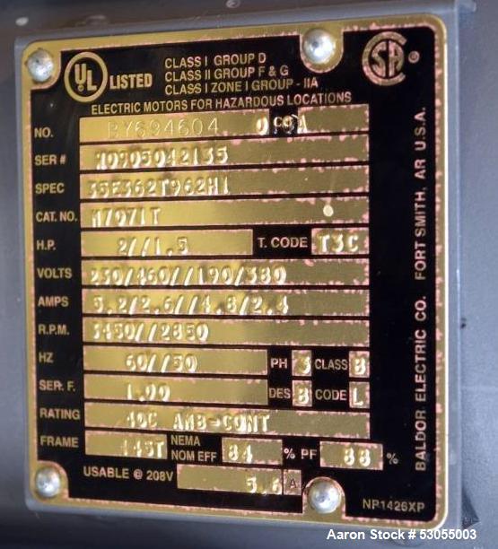 Greerco Corp Colloid Mill, Model W250VB