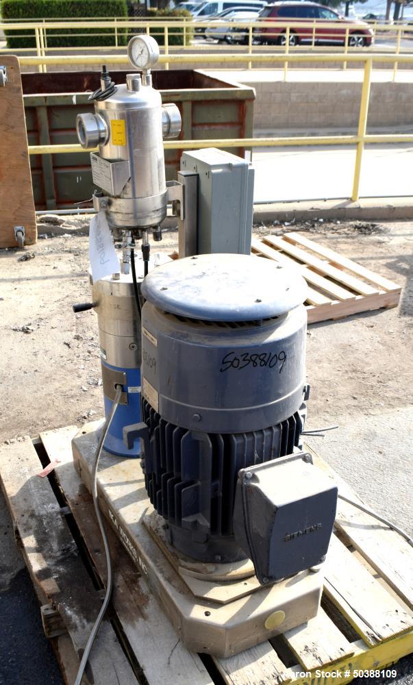 Used IKA Works Dispax Reactor High Shear Inline Disperser, Model DR 2000/10, Stainless Steel. Nominal flow rate 35 gallons per minute, nominal tip speed 4500 feet per minute. Driven by a 30hp, 3/60/2...
