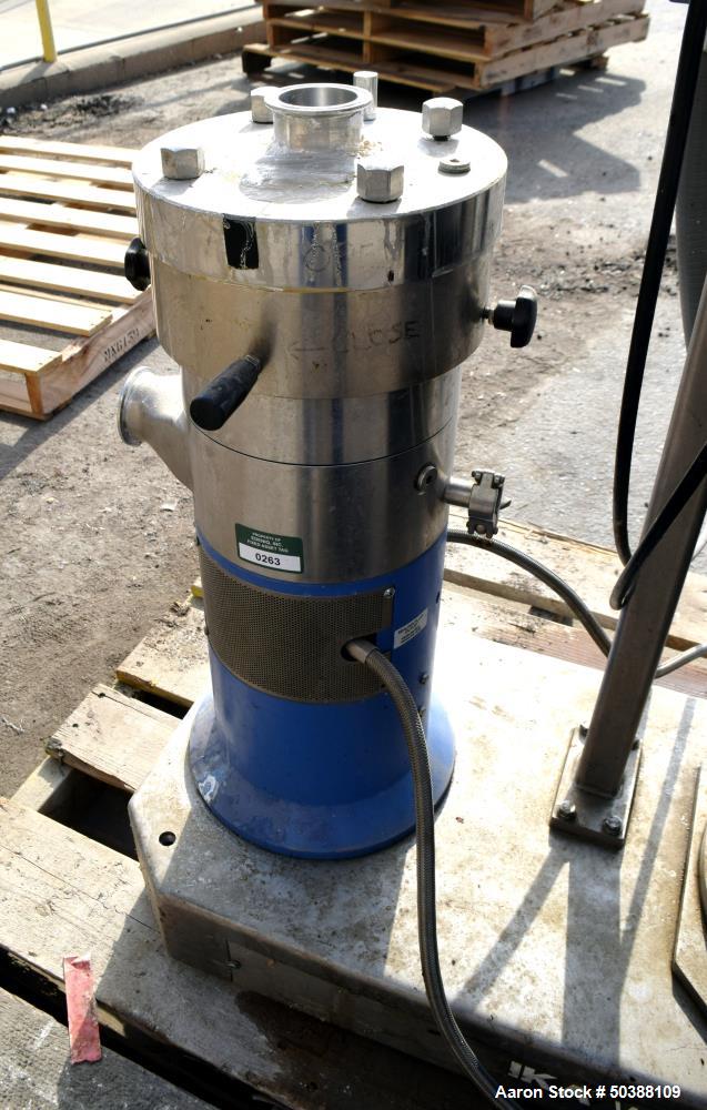 Used IKA Works Dispax Reactor High Shear Inline Disperser, Model DR 2000/10, Stainless Steel. Nominal flow rate 35 gallons per minute, nominal tip speed 4500 feet per minute. Driven by a 30hp, 3/60/2...
