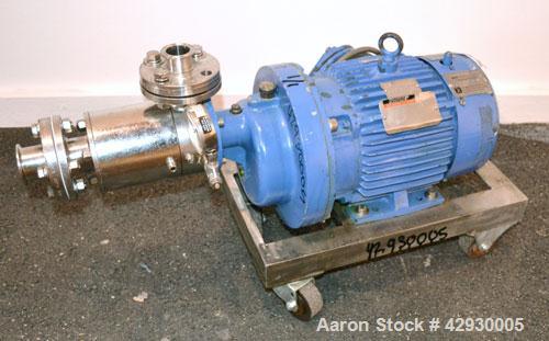 Used IKA Works Inline Dispax Reactor/High Shear, High Speed Disperser, Model DR3-6/6A, 316 Stainless Steel. Approximate 1" diameter x 4" long horizontal cutting chamber. Includes rotor/stator, and ja...