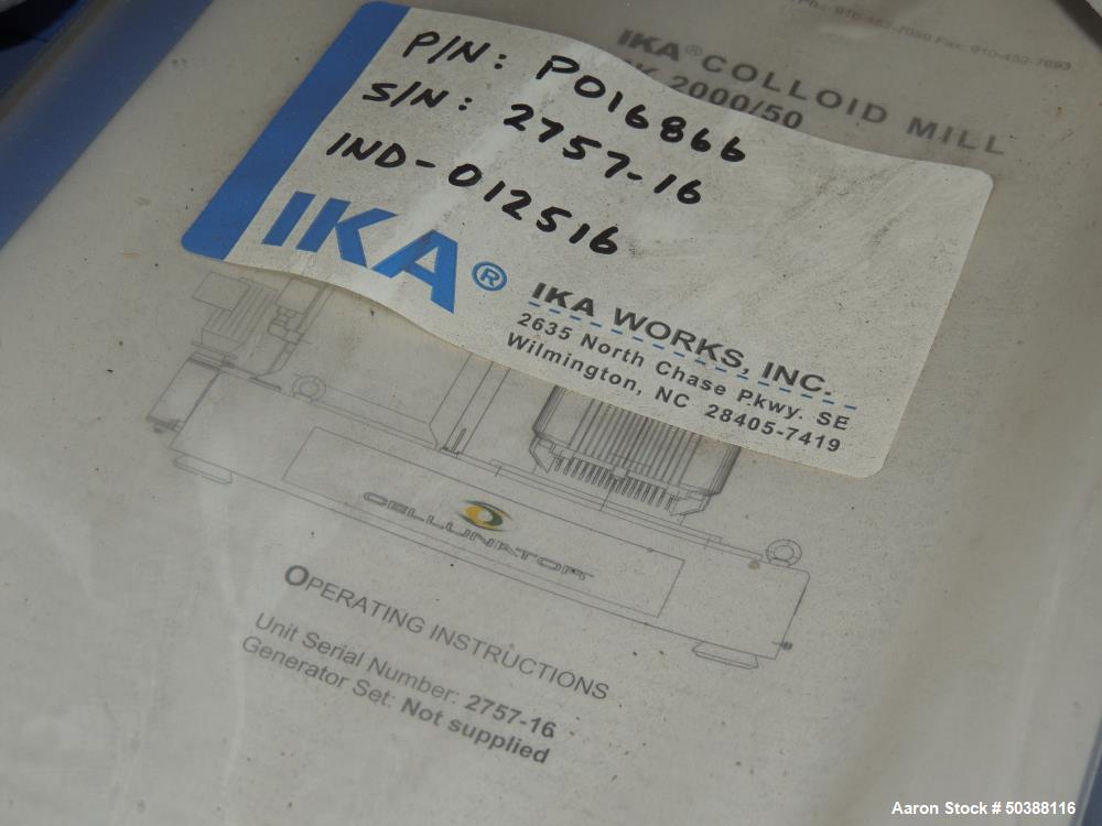 Unused- IKA Works Inline Colloid Mill, Model MK 2000/50