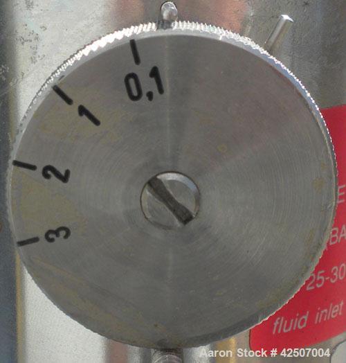 Used IKA Works Colloid Mill, Type MK2000/4, 304 Stainless Steel. Rated approximately 1.5 gallons per minute nominal flow. Jacketed chamber 2-1/2" diameter x 1/2" deep, approximate 1-3/8" rotor. Appro...
