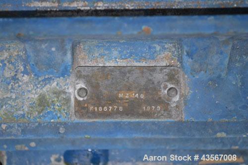 Used Fryma In-Line Colloid Mill, Model MZ-140, Stainless Steel. Approximate 2-7/8" inlet/outlet. Adjustable stator clearance, cooling jacket to head. Driven by a 2.2 kw (3hp), 3/50/380 volt, 2940 rpm...