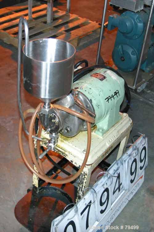 Used- Manton-Gaulin Colloid Mill, Type LP, Stainless Steel. Approximate 3 liter top feed hopper, direct coupled to a 2 HP 3/...