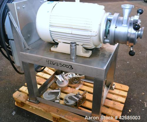 Used Probst & Class PUC Colloid Mill, Type K160/E, 316 Stainless Steel. Approximate 5’’ diameter chamber with a manually adjustable rotor and stator. 3-3/4’’ Threaded inlet and outlet. Driven by a 20...