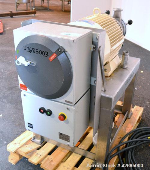 Used Probst & Class PUC Colloid Mill, Type K160/E, 316 Stainless Steel. Approximate 5’’ diameter chamber with a manually adjustable rotor and stator. 3-3/4’’ Threaded inlet and outlet. Driven by a 20...