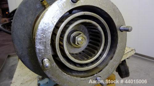 Used Waukesha Inline Shear Pump, Model SP4, 316 Stainless Steel.  Nominal capacity to 30 gallons per minute at 150 psi at 3600 rpm to 300 degrees F.  2-1/2” Threaded inlet/outlet.  Approximately 4-1/...