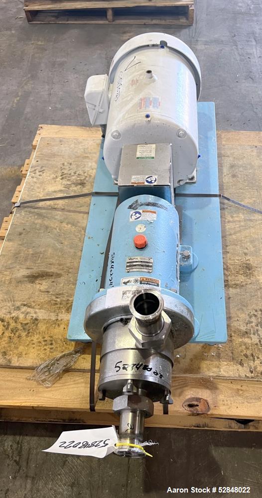 Used SPX Waukesha Shear Pump, Model SP4, 316 Stainless Steel. Nominal capacity 30 GPM (114 liters/min). Maximum housing pressure 150psi. Nominal speed 3600rpm. 2" inlet and outlet. Driven by a 20hp, ...