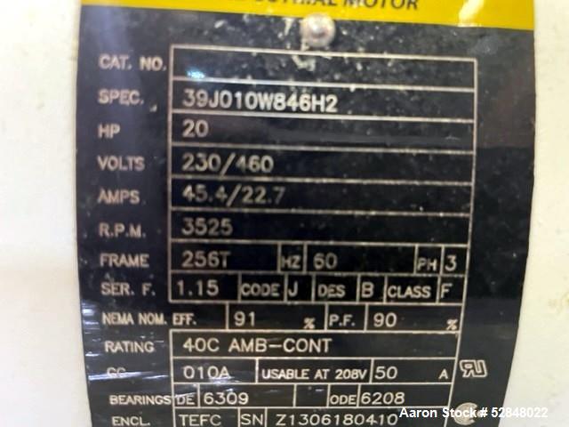 Used SPX Waukesha Shear Pump, Model SP4, 316 Stainless Steel. Nominal capacity 30 GPM (114 liters/min). Maximum housing pressure 150psi. Nominal speed 3600rpm. 2" inlet and outlet. Driven by a 20hp, ...