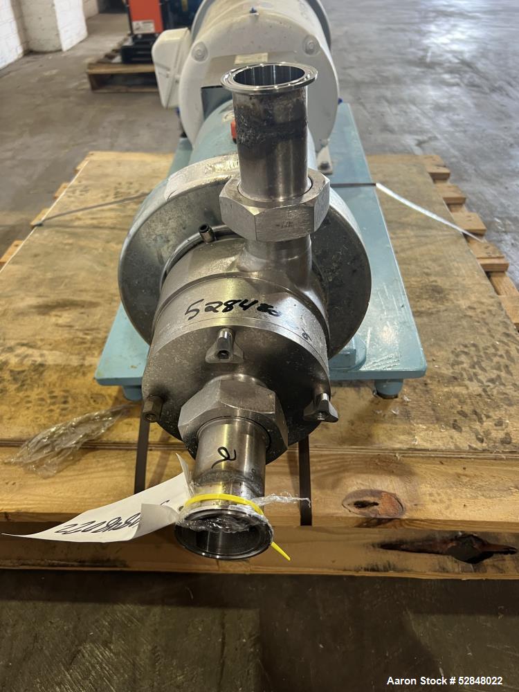 Used SPX Waukesha Shear Pump, Model SP4, 316 Stainless Steel. Nominal capacity 30 GPM (114 liters/min). Maximum housing pressure 150psi. Nominal speed 3600rpm. 2" inlet and outlet. Driven by a 20hp, ...