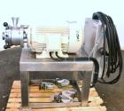 Used Probst & Class PUC Colloid Mill, Type K160/E, 316 Stainless Steel. Approximate 5’’ diameter chamber with a manually adjustable rotor and stator. 3-3/4’’ Threaded inlet and outlet. Driven by a 20...