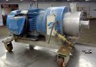Used Silverson High Shear In-Line Mixer, Model 600LS, 316 Stainless Steel. Approximately 5-1/16” diameter square hole high shear screen work head, approximately 4-7/8” diameter rotor. Jacketed chambe...