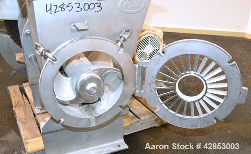 Used Rietz Bepex Extructor, Model RE-15-K7E328, 304 Stainless Steel. 14" Diameter blade. End orifice plate. 24’’ x 22’’ Top feed hopper. Driven by a 25 hp 3/60/230/460 volt, 1775 rpm gear motor, no r...