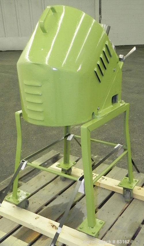 Used Rietz Angle Disintegrator, Model RADK-4, Stainless Steel. 4" Diameter rotor, 3" inlet and discharge, 1.5/7.5 hp motor 3/60/220 volt, 3490-1750 rpm, belt driven motor, 4:1 reduction giving speeds...
