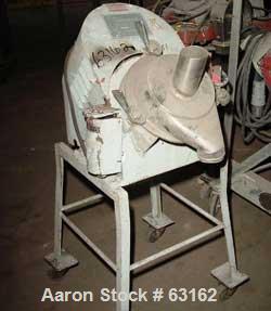 Used Rietz Angle Disintegrator, Model RADK-4, Stainless Steel. 4" Diameter rotor, 3" inlet and discharge, 1.5/7.5 hp motor 3/60/220 volt, 3490-1750 rpm, belt driven motor, 4:1 reduction giving speeds...