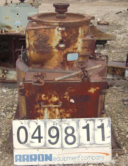 Used Rietz Vertical Disintegrator, Model RD18, Carbon Steel. Driven by a 150 hp 3/60/230/460 volt, 3530 rpm motor.  Includes a 24" diameter discharge hopper.