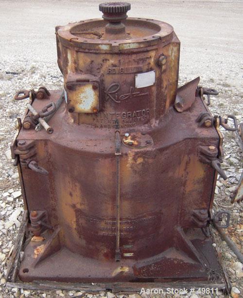 Used Rietz Vertical Disintegrator, Model RD18, Carbon Steel. Driven by a 150 hp 3/60/230/460 volt, 3530 rpm motor.  Includes a 24" diameter discharge hopper.