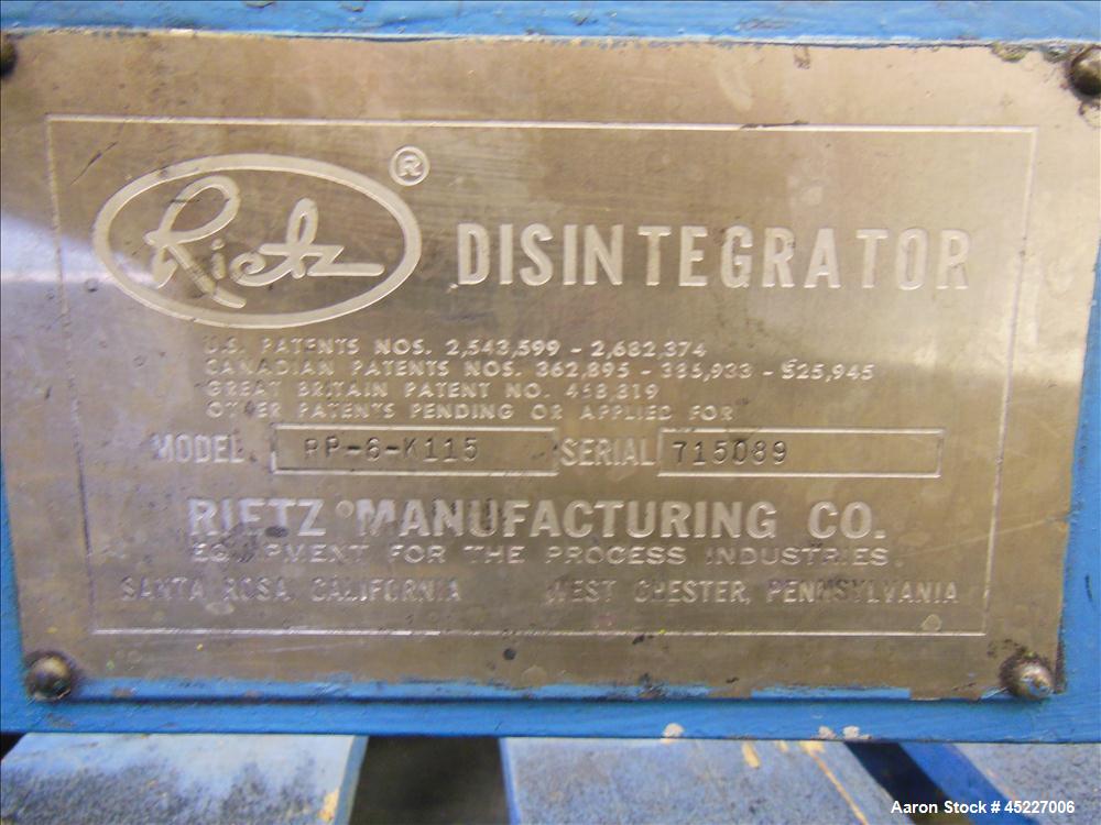 Used Reitz Disintegrator Grinder Model RP-6-K115