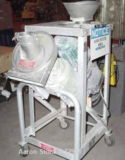 Used Bepex Rietz Manufacturing Angle Disintegrator, Model RP-6-K115, Stainless Steel. 6" diameter x 2-1/4" deep cutting chamber with a 12 knife rotor with 360 degree screen. Single band clamp cover w...