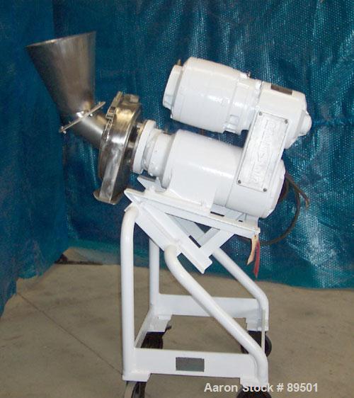 USED: Reitz angle disintegrator, model RP-6-K115, 304 stainless steel. 6" diameter x 2" deep cutting chamber with 2 knife rotors, 360 degree screen, approximate 1/8" diameter screen holes. Single ban...
