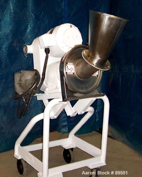 USED: Reitz angle disintegrator, model RP-6-K115, 304 stainless steel. 6" diameter x 2" deep cutting chamber with 2 knife rotors, 360 degree screen, approximate 1/8" diameter screen holes. Single ban...