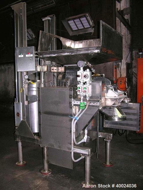 Used Fitzpatrick Fitzmill, Model DASO6, stainless steel. (16) double impact fixed blades, driven by an approximatetly 7.5hp XP motor, 4" diameter x 18" long screw feed, driven by an approximately 1/4...