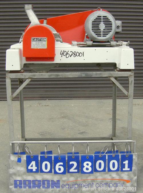 Used Fitzpatrick Fitzmill, Model DASO6, 316 stainless steel. 16 fixed double impact 410 stainless steel blades. 6" x 11" cutting chamber, gravity feed throat with a 2 7/8" tri clamp opening, no botto...