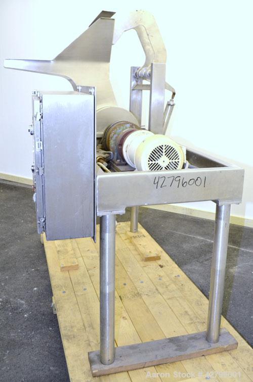 Used Fitzpatrick GuiloRiver, Model 14LX14D, 304 Stainless Steel. 14 Diameter x 14 wide rotor with riving pins. Hinged cover with pelican feed hopper, hinged bottom discharge. Driven by a 5hp, 3/60/20...