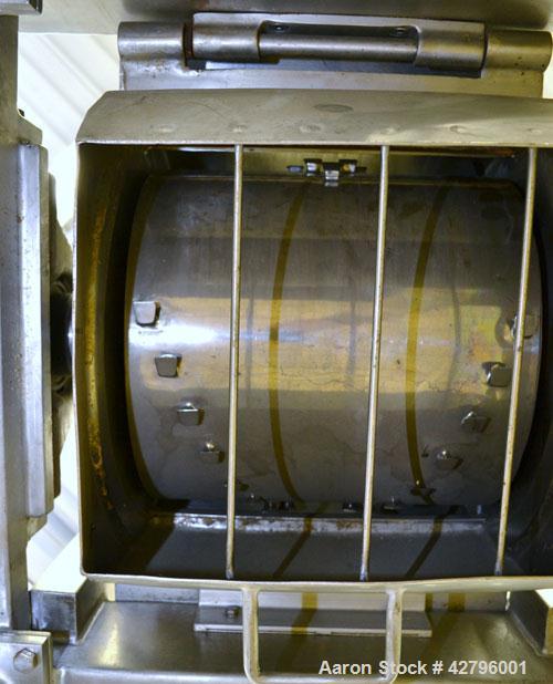 Used Fitzpatrick GuiloRiver, Model 14LX14D, 304 Stainless Steel. 14 Diameter x 14 wide rotor with riving pins. Hinged cover with pelican feed hopper, hinged bottom discharge. Driven by a 5hp, 3/60/20...