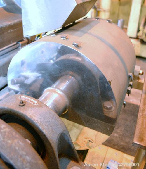 Used Fitzpatrick GuiloRiver, Model 14LX14D, 304 Stainless Steel. 14 Diameter x 14 wide rotor with riving pins. Hinged cover with pelican feed hopper, hinged bottom discharge. Driven by a 5hp, 3/60/20...