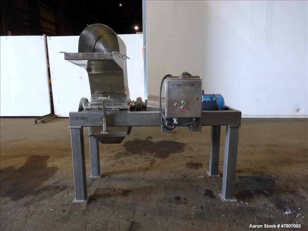 Used Fitzpatrick GuiloRiver, Model 14LX14D, 304 Stainless Steel. 14" Diameter x 14" wide rotor with riving pins. 16" x 15" Feed with a hinged pelican feed hopper, hinged bottom discharge with approxi...