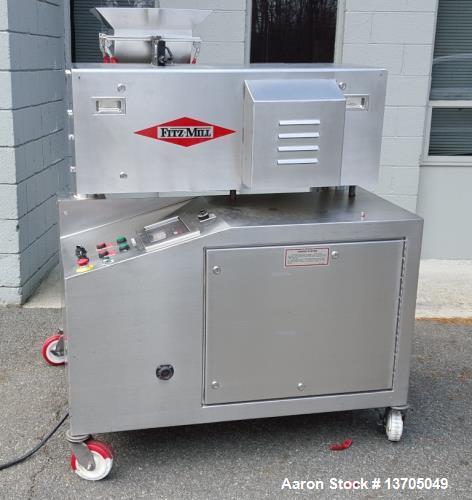 Used Fitzpatrick "A" Series Model D6A Fitzmill with 3" Diameter Screw Feed. All sanitary stainless steel construction, electropolish internal finish, cantilever design, knife/ impact reversible rotor...