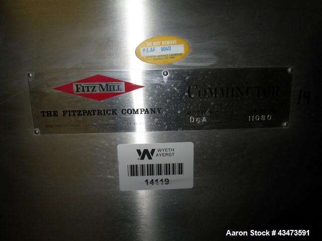 Used Fitzpatrick Fitzmill, Model D6A. Catilevered design, pan feed, serial# 11080.