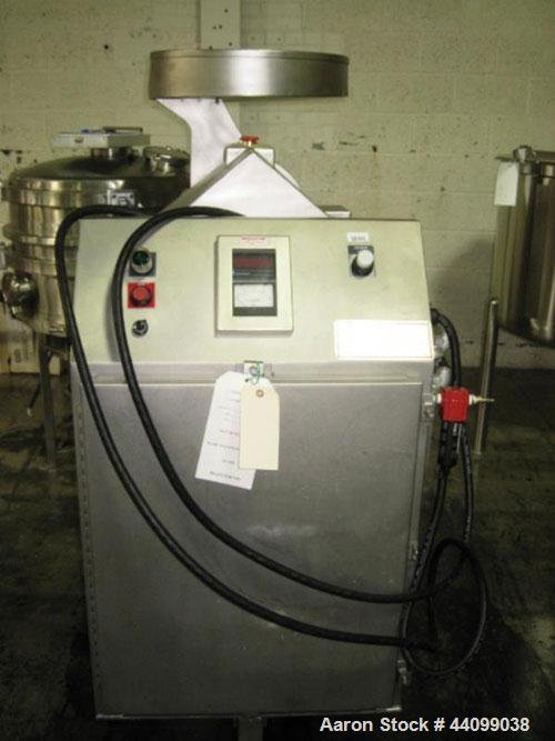 Used Fitzpatick Sanitary Fitzmill, Model D6A. Polished, fixed knives, pan feed. Driven by a 5hp, 230/460 volt motor with VFD. Serial#10648.