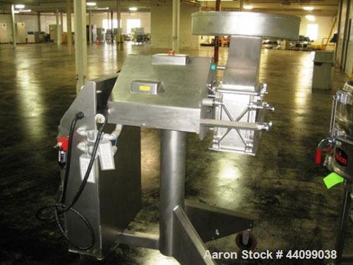 Used Fitzpatick Sanitary Fitzmill, Model D6A. Polished, fixed knives, pan feed. Driven by a 5hp, 230/460 volt motor with VFD. Serial#10648.
